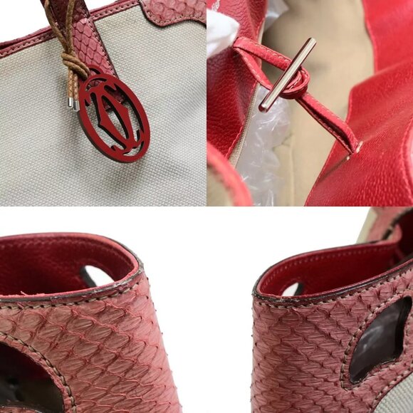 authenticity guaranteed CARTIER Logo Marcello Shoulder Tote Bag Canvas - Picture 14 of 16